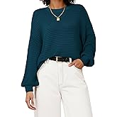 Arach&Cloz Women's Wool Blend Crewneck Fall Trendy Oversized Waffle Sweaters 2025