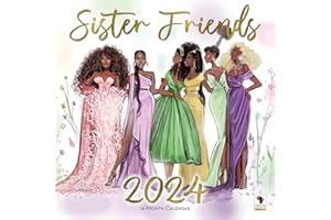 African American Expressions 2024 Wall Calendars - Monthly Calendars Celebrating Black Culture & History - 12x12 Hanging Calendar - 16 Months - Sister Friends Calendar (Artist: Nicholle Kobi)