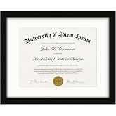Americanflat 11x14 Diploma Frame - Matted To 8.5x11 - Black | Engineered Wood construction, Shatter-resistant glass, displays diplomas, certificates and documents, use with or without mat
