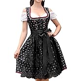 Yesfashion Women's 3-Pieces German Dirndl Dress Costumes for Bavarian Oktoberfest Halloween Carnival