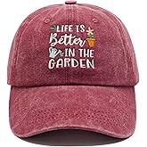 Gardening Gifts for Women, Gardening Hat, Adjustable Washed Cotton Embroidered Baseball Cap
