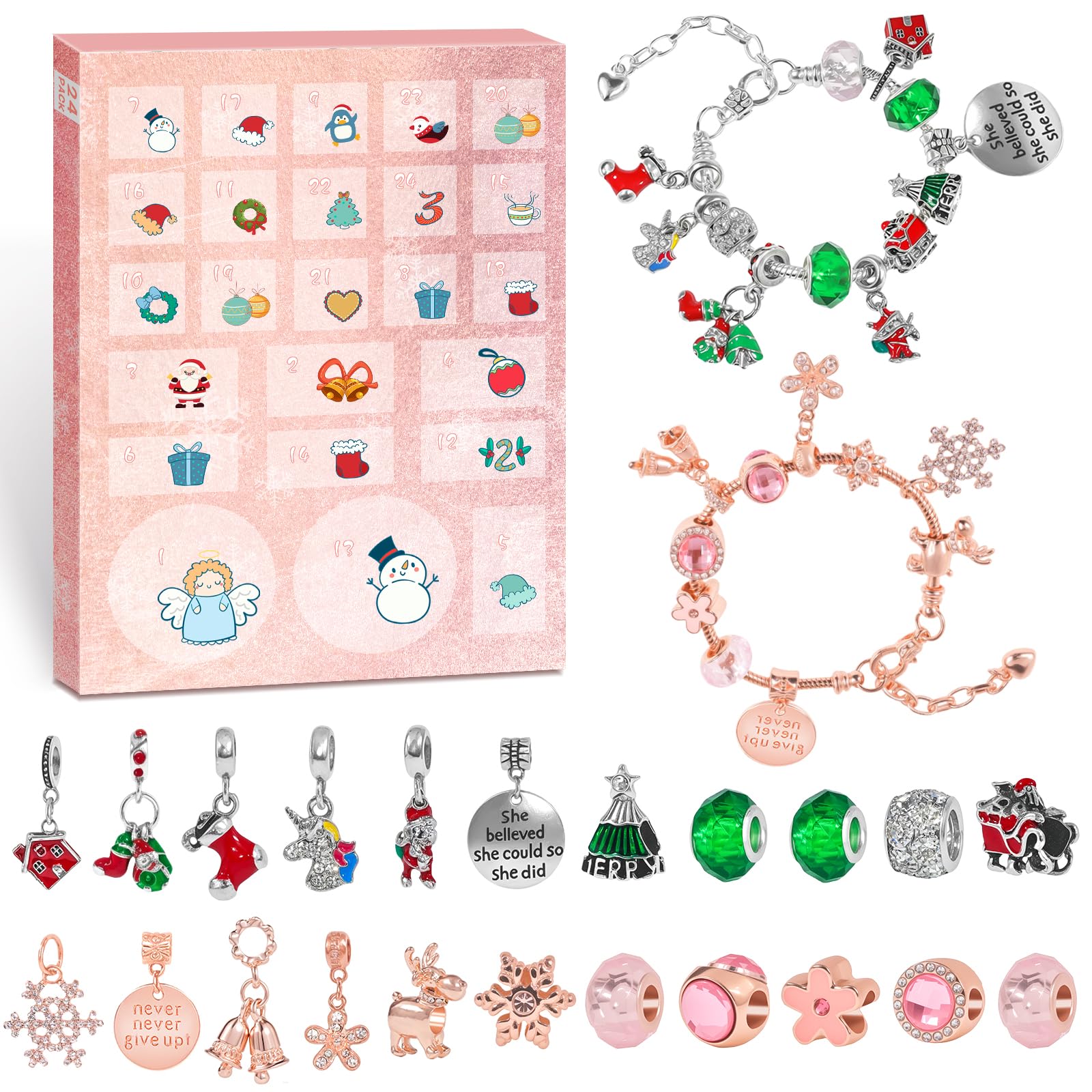Advent Calendar 2025, 24 Days of Christmas Countdown Calendar with 2 ...