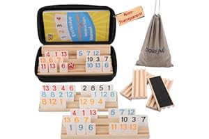 Doreimi Non-Transparent Rummy Cube Game Set 6 Players 2026-162 Tiles, 6 Anti-Slip Wooden Racks/Trays, Dual Storage Travel Fri