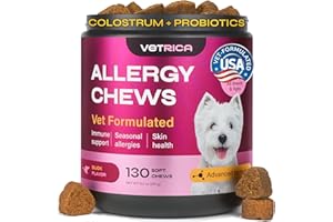 Vetrica Dog Allergy Relief Chews - Dog Itching Skin Relief - Anti Itch - Skin Health - Hot Spot Treatment - Seasonal Allergy Support Supplements - Immune Chewable Treats - Turmeric, Quercetin