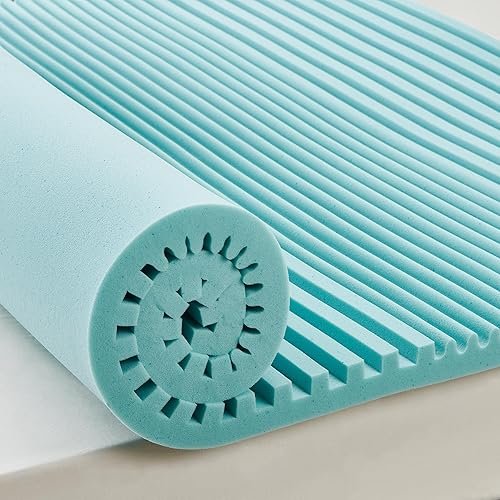 Releep 2 Inch Cooling Gel Memory Foam Mattress Topper Twin Size, 5-Zone Back Pain Relief College Dorm Mattress Topper, Orthopedic Pressure Relief Bed Topper, CertiPUR-US Certified