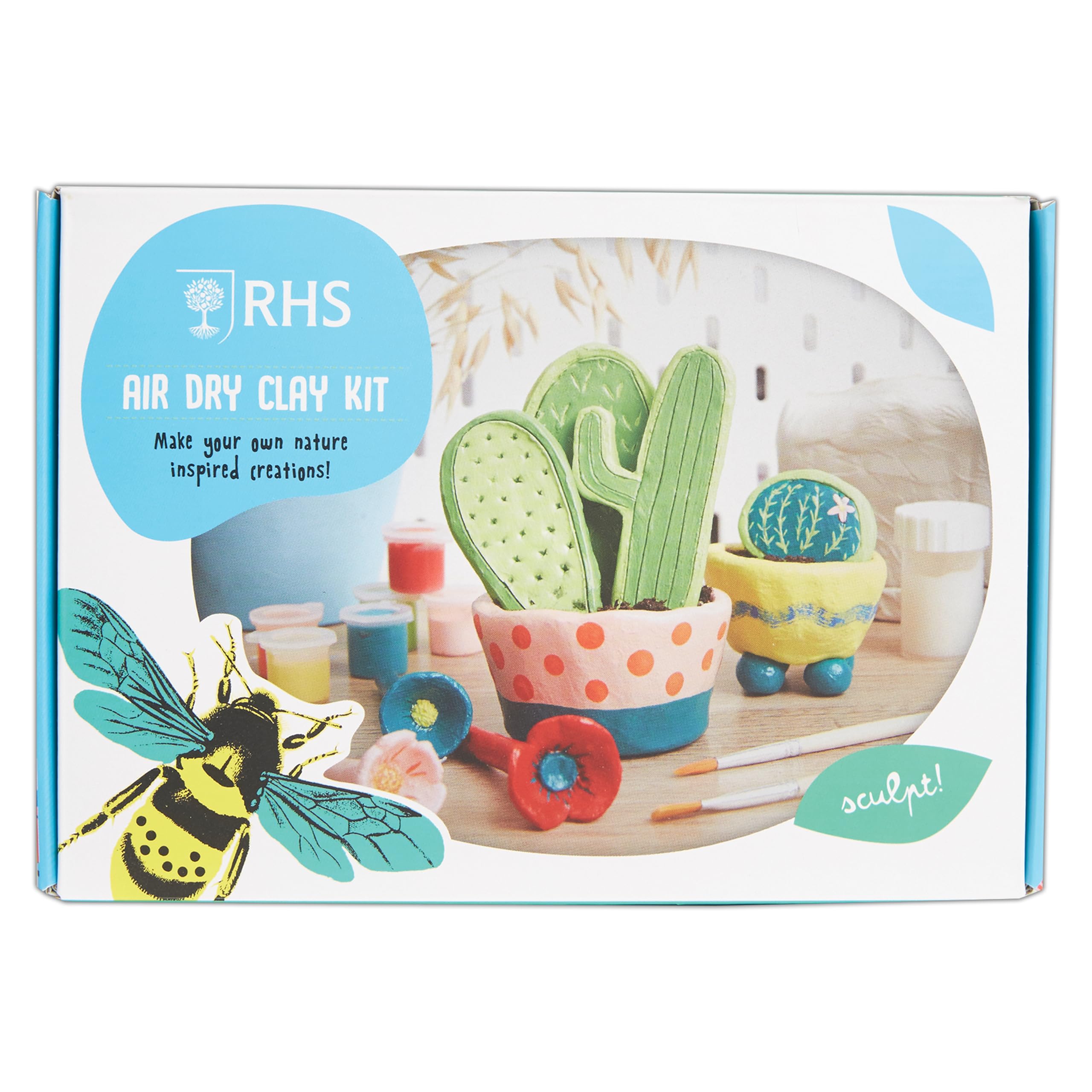 RHS Royal Horticultural Society Air Dry Clay Kit Nature, for Kids, Children Toys Crafts Kit, Modelling, Clay, Gifts, Play Doh Alternative, Natural Modelling Dough Clay, Sets When Left to Dry