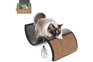 PETLINKS Instincts by SmartyKat Dream Curl Carpet & Sisal Cat Scratcher, Dual-Surface Curl for Scratching, Lounge & Hide for Cats & Kittens, Gray & Denim, One Size
