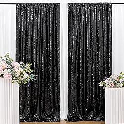 B-COOL Black Sequin Backdrop Curtains Black