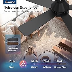 Amico Ceiling Fans with Lights, 42 Inch Low Profile