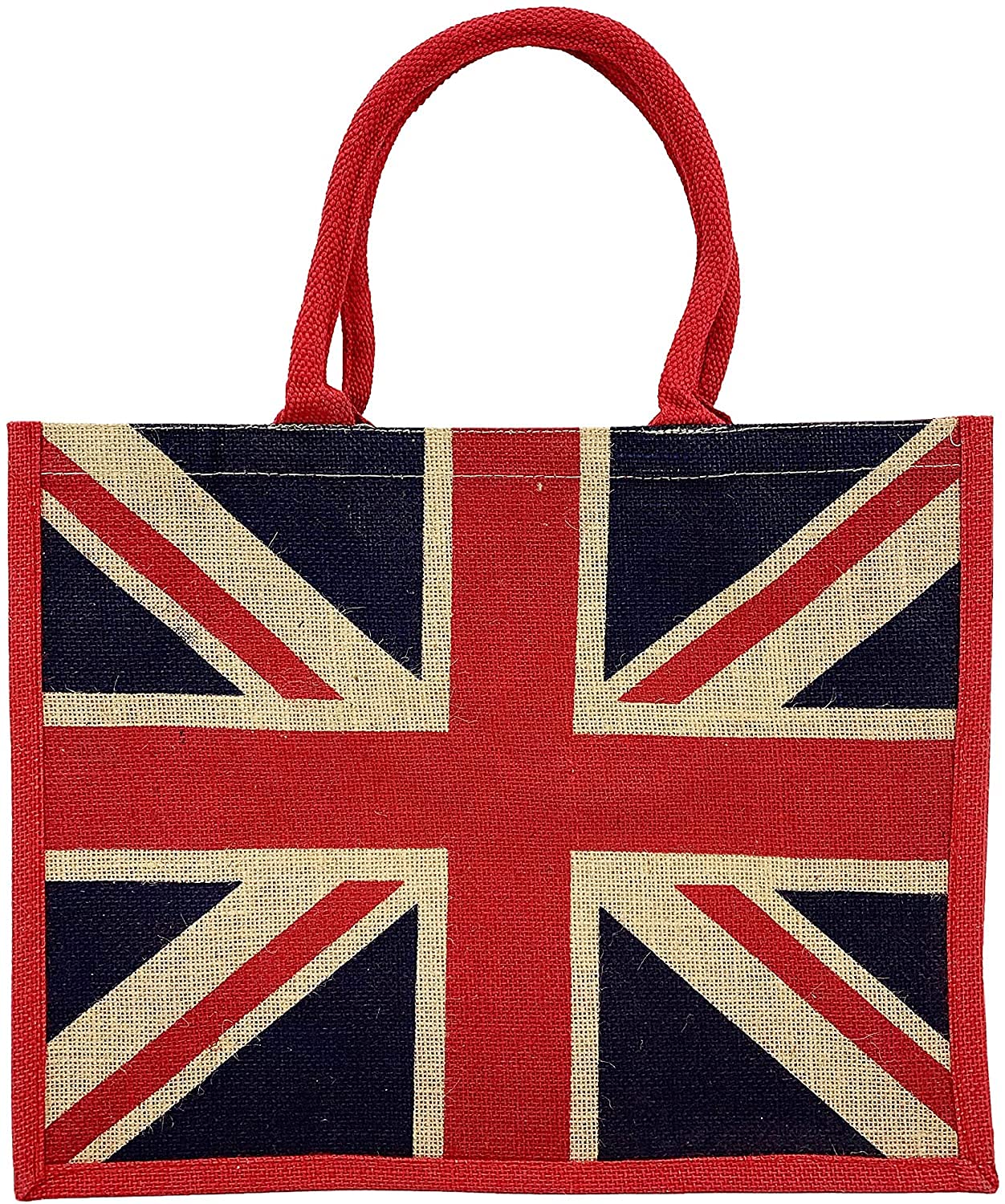 Box Shaped Eco Friendly Jute Shopping Bag with Gusset (Union Jack)