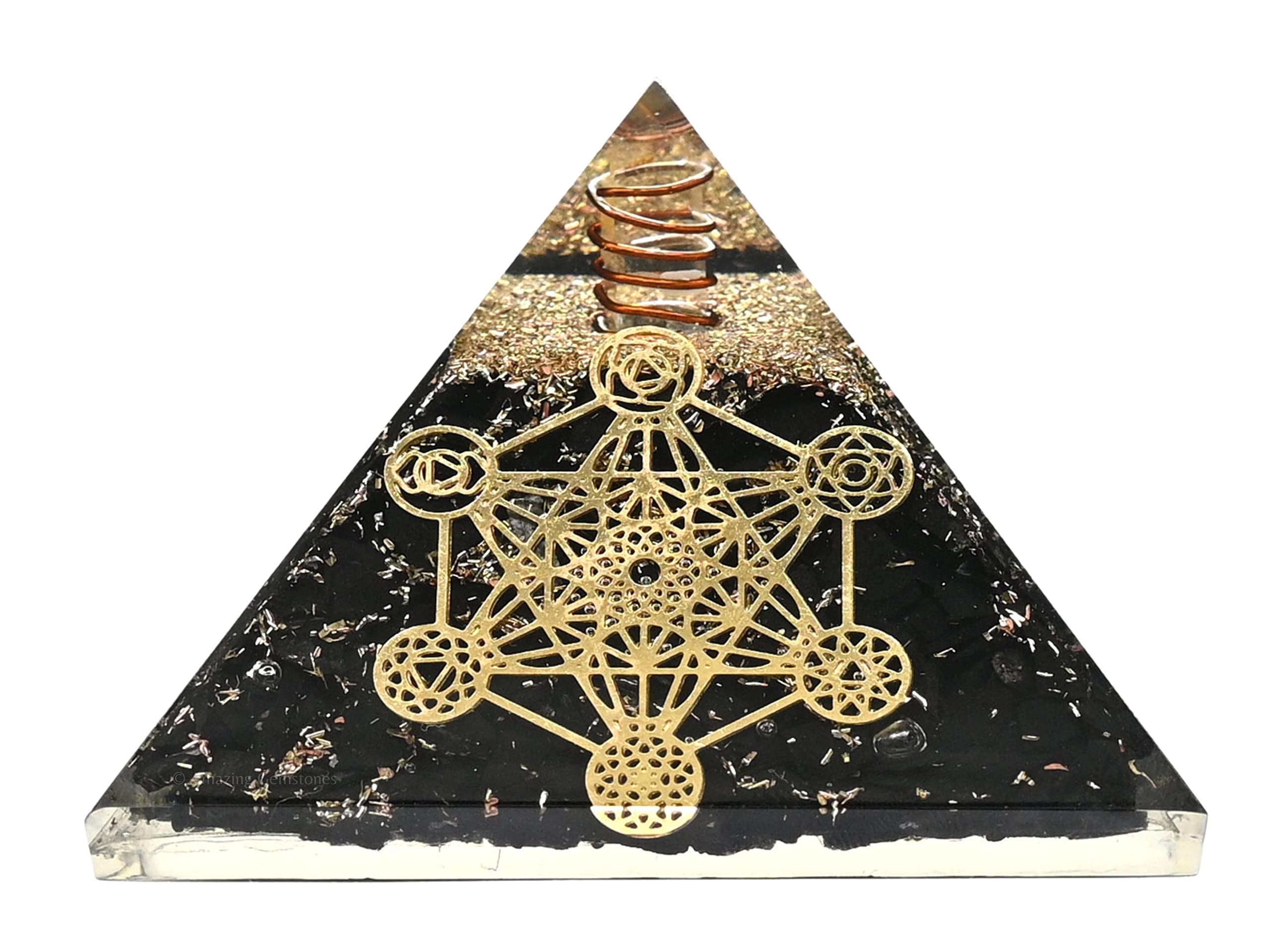 Large Orgone Pyramid | Shungite Pyramid Crystal | Chakra Metatron Orgonite Pyramid | Organ Pyramids Positive Energy Healing