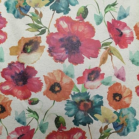 Staab's Beschichtete Baumwolle Bunte Blumen Wasserfarb-Optik (Meterware, Qualität Zum Nähen) (100 x 140 cm)