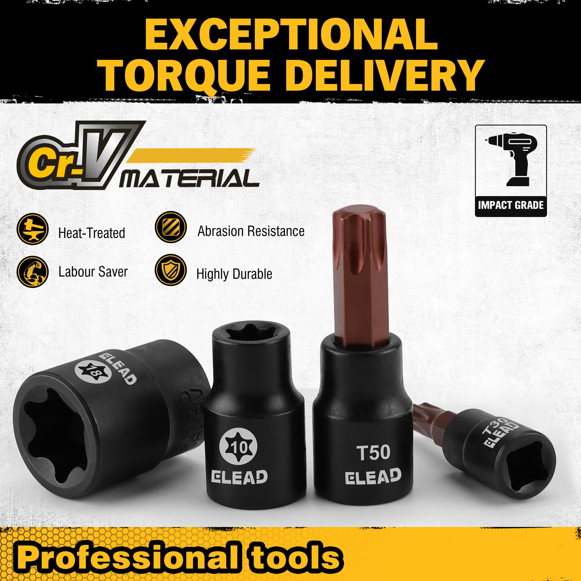 31-Piece Torx Bit Socket Set: Premium CR-V & S2 Alloy Steel, Star T8-T70 & E-Torx E4-E24, High Torque Laser Marked for Automotive Mechanic