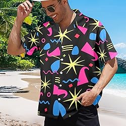 HUGLAZY 80s 90s Shirt for Men Hawaiian Shirts Short