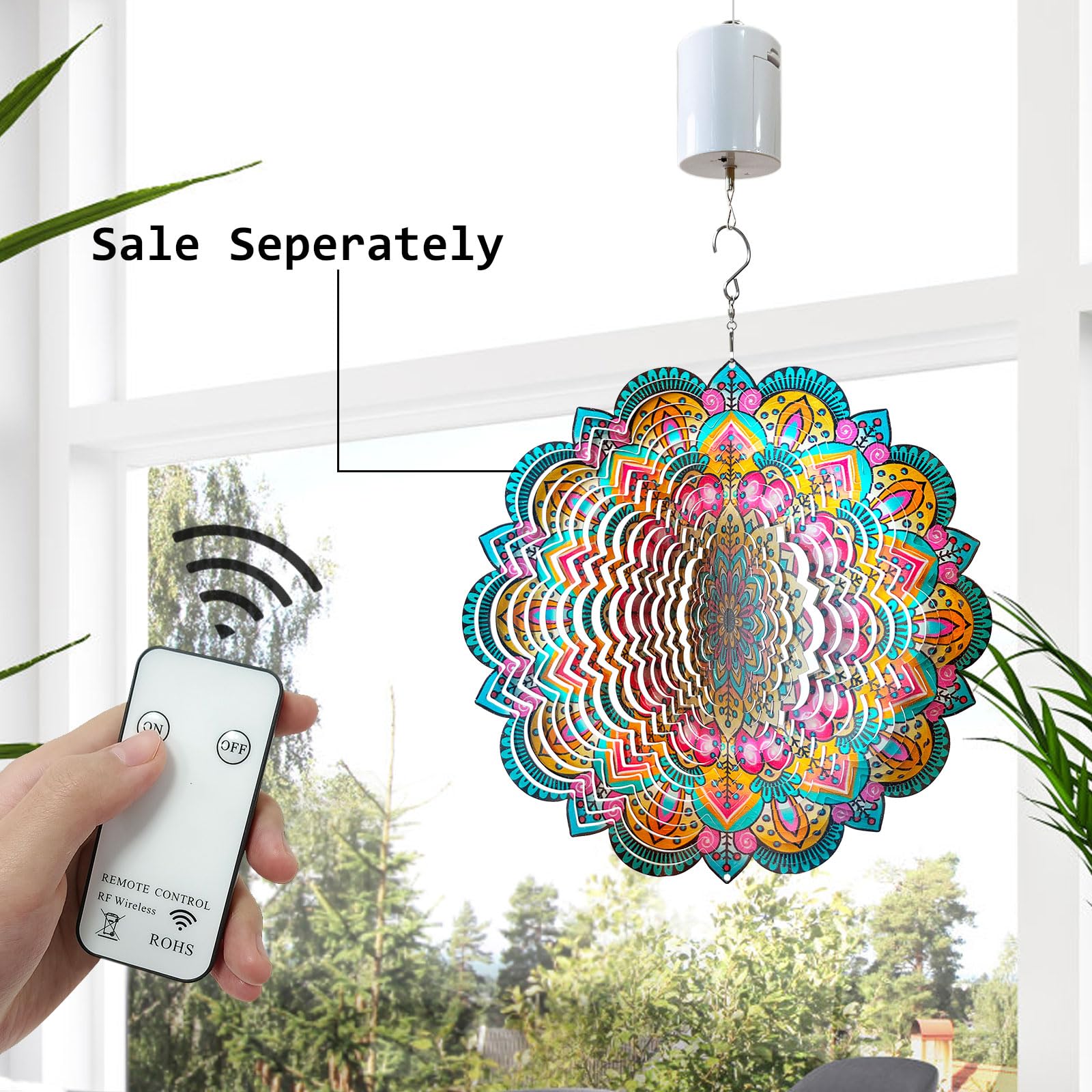 Disco Ball Motor Wind Spinner Hanging Display Motor Rotating Motor,Garden Decor Motor for Mirror Ball Wind Chimes,with Mini Remote Controller for Battery Operated Motor-20 RPM Medium Speed