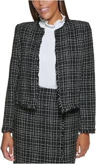 Calvin Klein Tweed Open Front Jacket 
