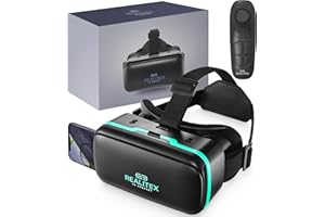 REALITEX 3D VR Headset for Kids + Android Remote - for iPhone & Android Phones | with 3D VR Videos & Apps Links | Virtual Reality Goggles Set for Beginners