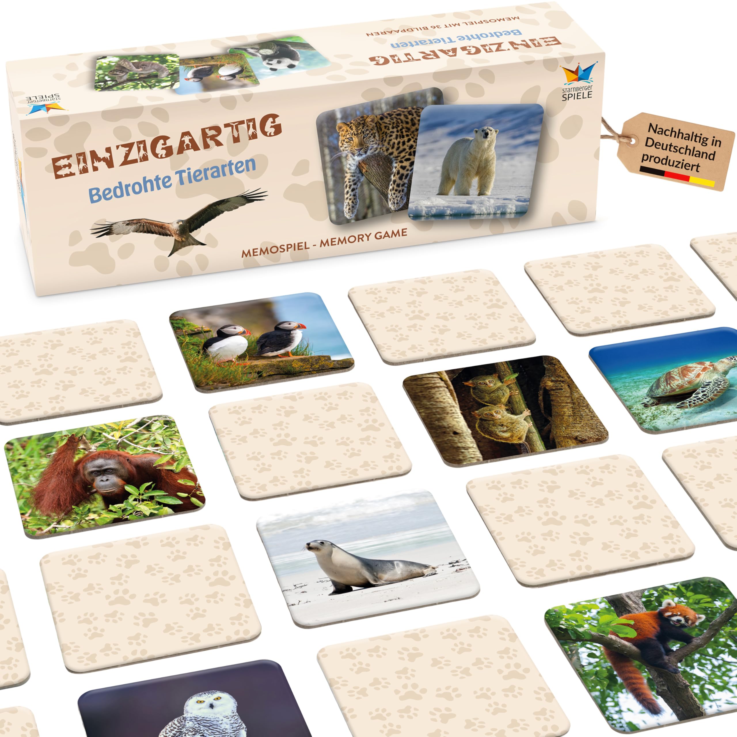 Starnberger Spiele - Einzigartig - Bedrohte Tierarten - Memospiel - Kartenspiel für Erwachsene und Kinder ab 6 Jahren - Geschenk für Tierliebhaber 9