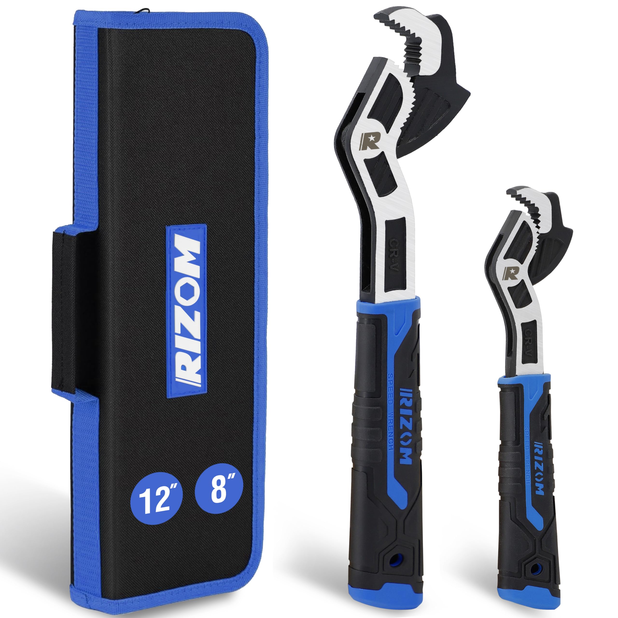 Photo 1 of Rizom Self Adjusting Wrench, 8” and 12” Pipe Wrench, 2-Piece Self Adjustable Wrench Set with 3/8 to 1-3/4 inch Jaw Open