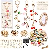 TOHONGADON 285 Pcs Keychain Making Kit, Bag Charm Kit with 92 Charms, 22 Keychain Clips, Key Ring Jewelry Plier, Extender Chain, Letter Beads for DIY Crafting and Jewelry Making