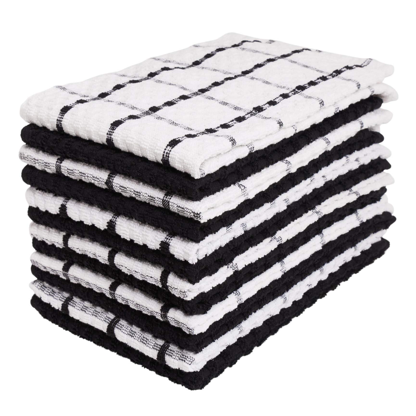 Kitchen Towels 12 Pack - Dish Towels and Dish Cloths - Hand Towel and Dishcloths Sets - 100% Soft Ring Spun Combed Cotton - Great for Cooking in Kitchen or Household Cleaning - Size 15" x 25"