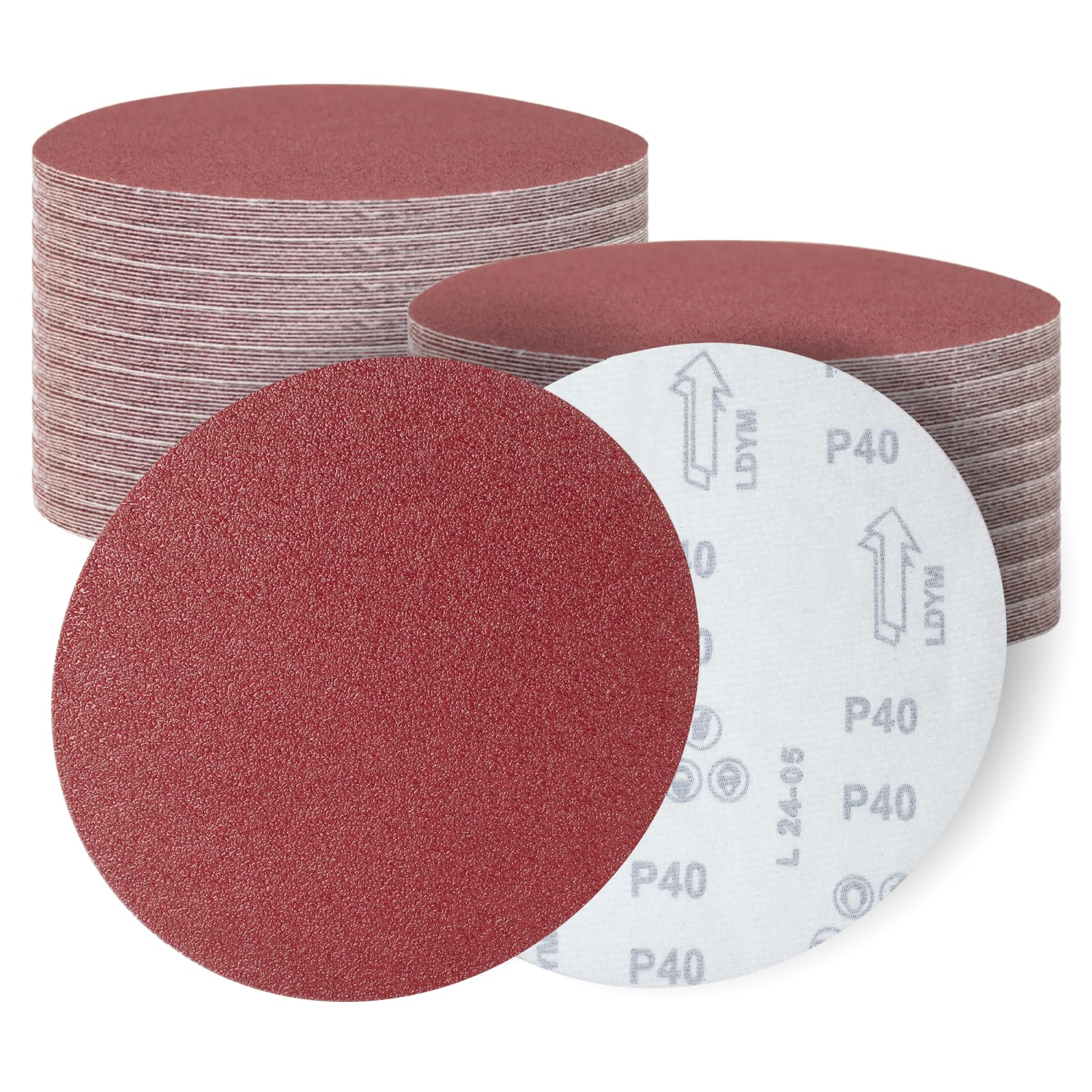 Senmai Tools 180mm Sanding Discs，40 Grits Hook and Loop Sandpaper Sheet for Random Orbital Sander，7 Inch Sanding Disc for Wall Ceiling Sander（30 Pcs）