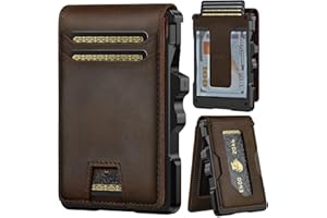 furid Genuine Leather Wallet for Men: Slim RFID Minimalist Wallets with Money Clip - Smart Pop Up Credit Card Holder for Front Pocket - Gifts for Husband Father on Birthday Anniversary