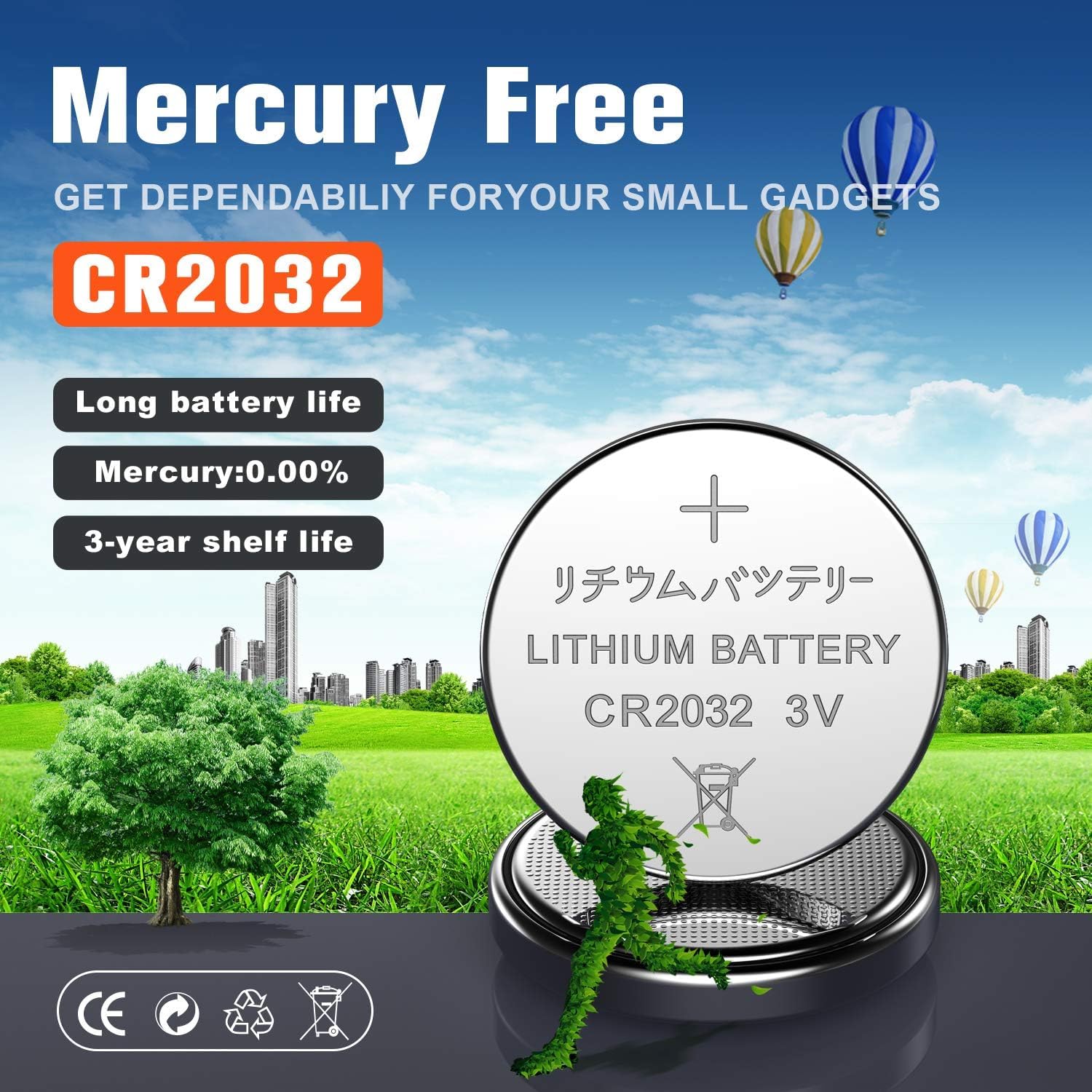 GutAlkaLi 20 Stück CR2032 3V Batterien CR 2032 Knopfzelle (Lithium Knopfzellen - 3 Volt im 20-er Pack) 7