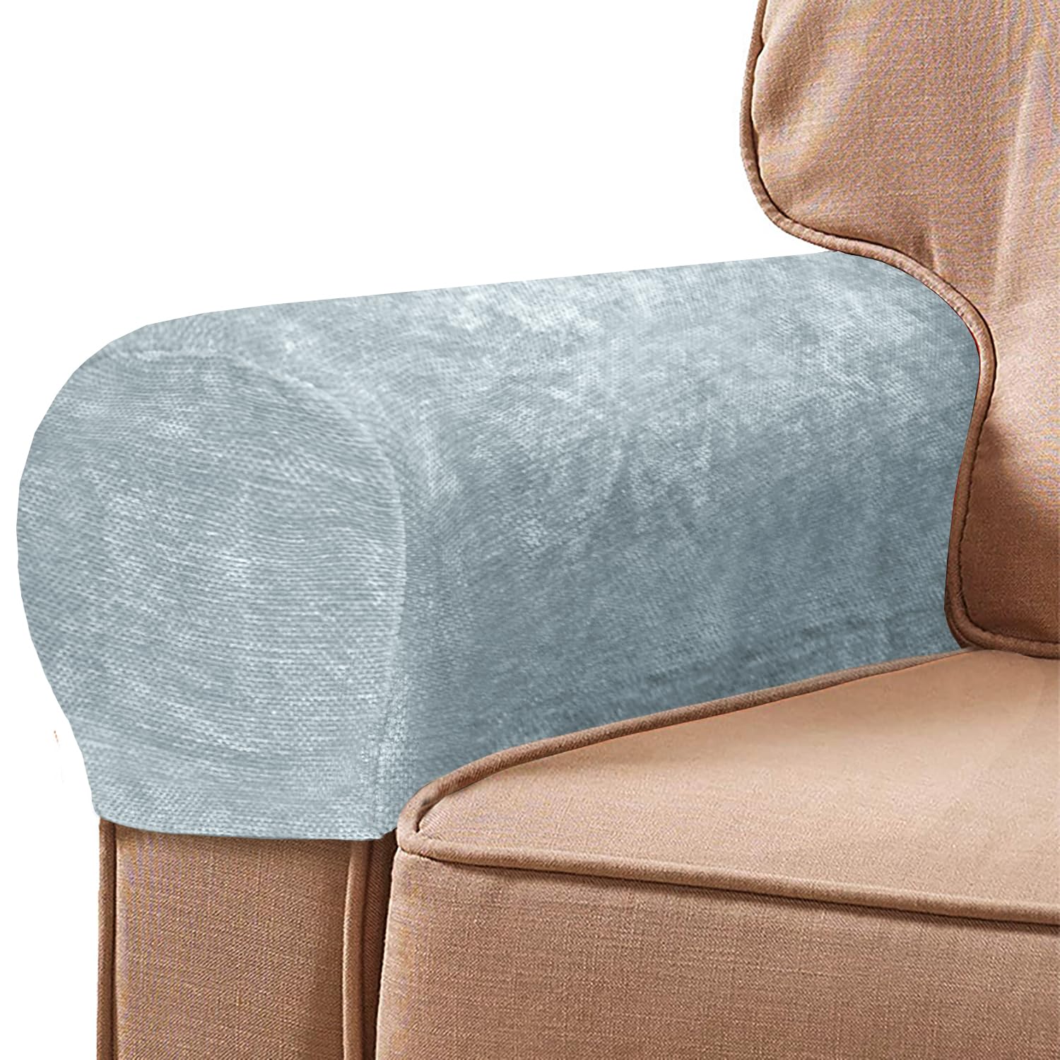 NEKOSUKI 1 Pair Arm Rest Covers Set, Chenille Arm Covers for Chairs and Sofas Anti-Slip Couch Armrest Covers with Pins, Furniture Armrest Protector for Sofa Couch Chair (Grey)