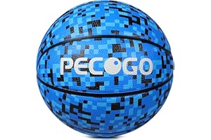 PECOGO Official Rubber Basketball Outdoor Indoor Mens Basketball Ball Size 3/4/5/6/7 for Kids Youth Teen Boys and Girls Gift Ideas(Without Pump)