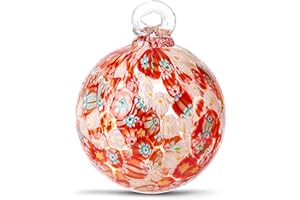EUSTUMA Hand Blown Glass Witch Ball,Glass Ornament Hanging Garden Gazing Ball Indoor Outdoor Home Décor. (4)