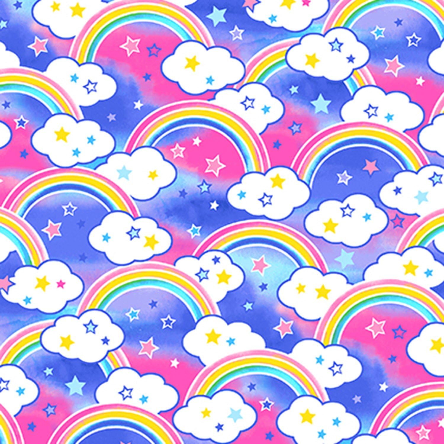 FLECCE FABRIC - Rainbows Clouds Fleece - BAUM01 - Dressmaking & Childrens Clothes Fabric - By 0.5 Metre 50 cm x 150 cm - 100% Polyester Fleece - Anti-Pill - Lovely quality