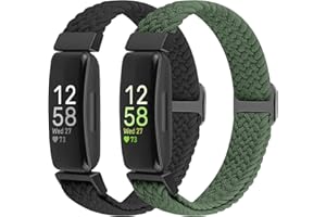 Puhuite Elastic Braided Watch Band Compatible with Fitbit Inspire 3/Inspire 2/Inspire/Inspire HR/Fitbit ace 3/Ace 2, Adjustable Stretchy Strap Sport Nylon Loop Replacement Wristband for Fitbit Inspire