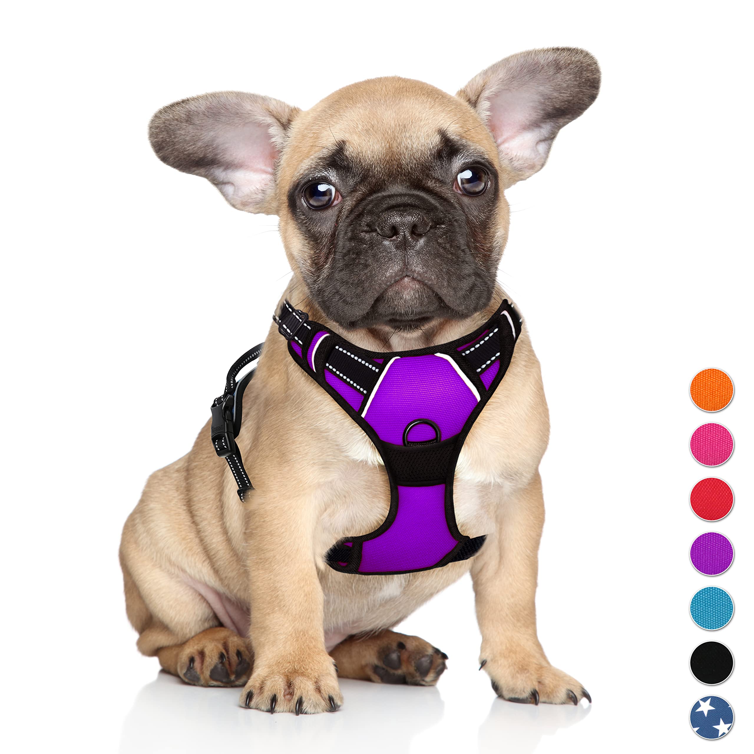 Photo 1 of BARKBAY No Pull Dog Harness Large Step in Reflective Dog Harness with Front Clip and Easy Control Handle for Walking Training Running(Purple,S)