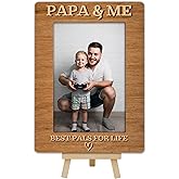 OXRUN Papa & Me Picture Frame, Father's Day Gifts Wooden Photo Frame with Easel, Display Photo Insert, 4x6 Picture Frame for Tabletop Display - A18