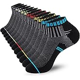 Mens Athletic Ankle Socks, Cushioned Running Socks, Low Cut Moisture Wicking Short Cotton Socks 6 Pairs