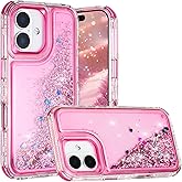 Tikoo Designed for iPhone 16 Case Glitter for Women Girl Clear 3-in-1 Heavy Duty Protective Phone Cover with Floating Liquid Quicksand Bling Sparkly Cute Case for iPhone 16 6.1”