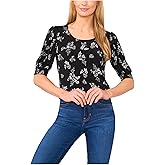 CeCe Women's Scoop Neck Short Sleeve Knit Top