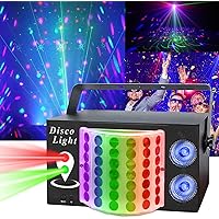 Large Party Lights,DJ Disco LED Rave Strobe Light, Par Lights 3 in 1, Stage Lights with Pattern Projection and Sound Activate