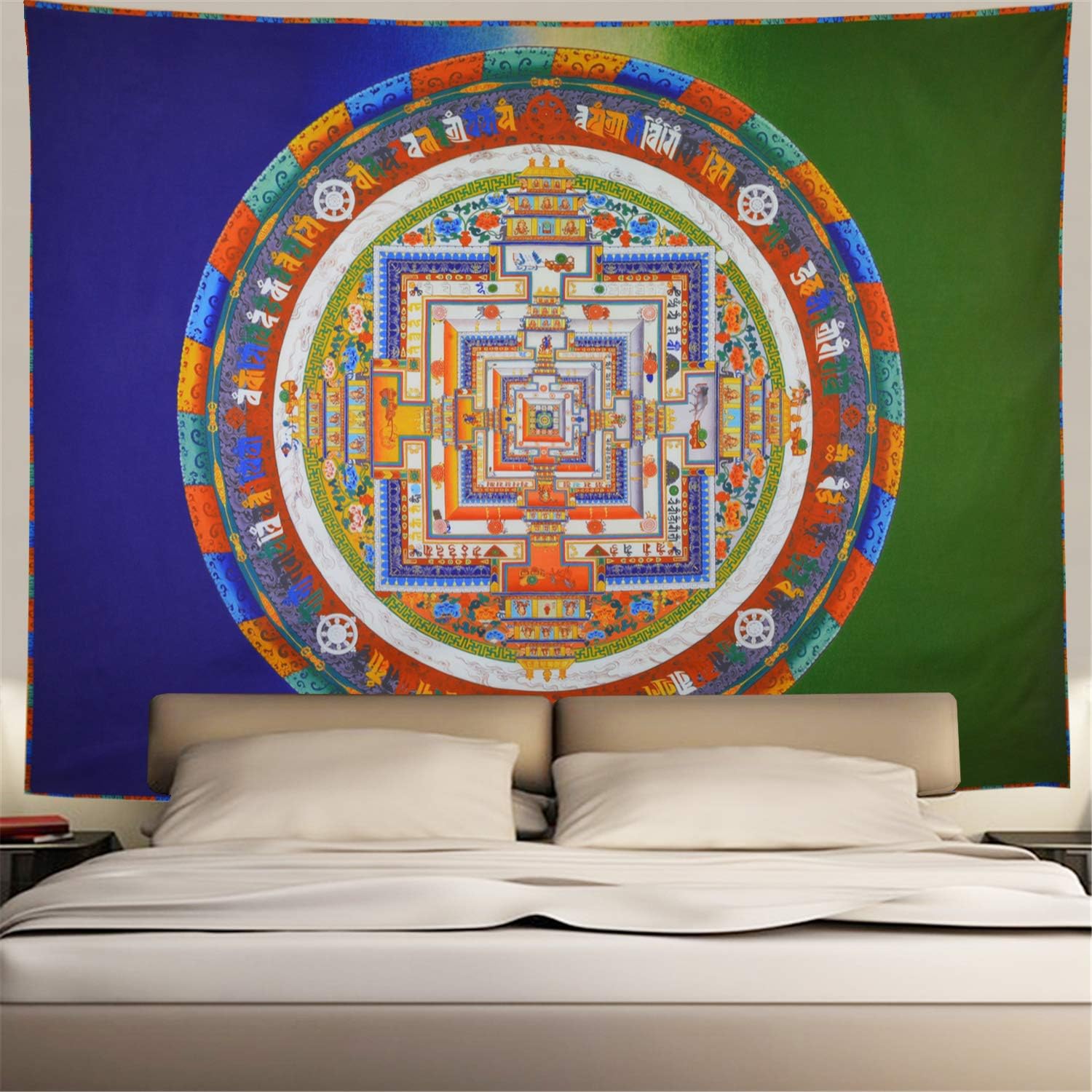 Heopapin Mandala Tapestry Bohemian Psychedelic Hippy Mandala Wall Tapestry Blue Mandalay Tapestry Wall Hanging for Yoga Meditation Ceiling Living Room