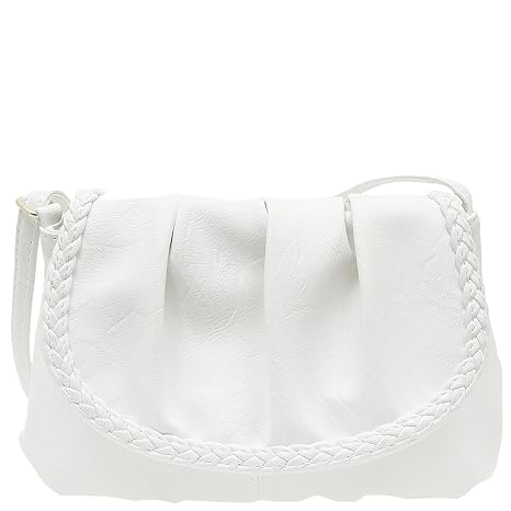 Kleine Damentasche Umhängetasche Citytasche bag Schultertasche Handtasche Clutch 23 x 14 cm (Weiss)