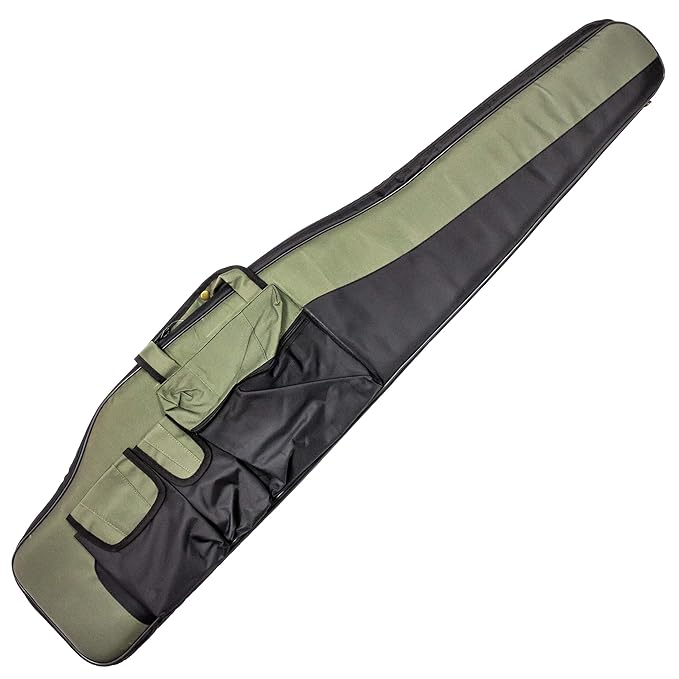 Gewehrtasche 126cm mit Trageriemen Farben: Oliv / Schwarz mit Aussentaschen Innen: Schaumstoff