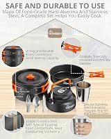 HOMGEN Camping Cookware Set 2-3 People Aluminum Pots Pans Stove Kit view 3