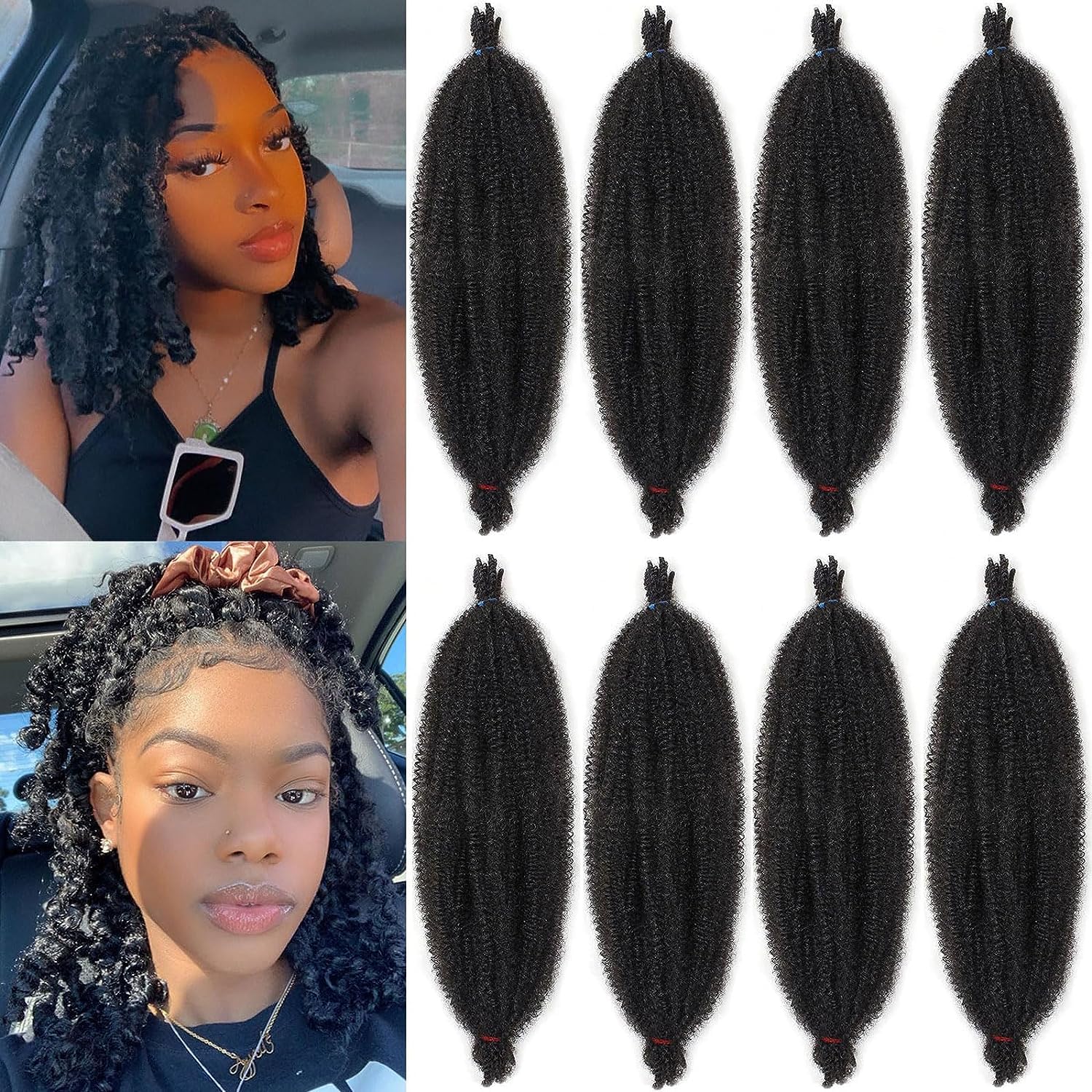 Xtrend 8 Packs 8 Inch Pre Separated Afro Twist Hair Extensions Faux Locs Vanilla Braids Crochet Braids Synthetic Natural Black 1B# for Black Women — image 1
