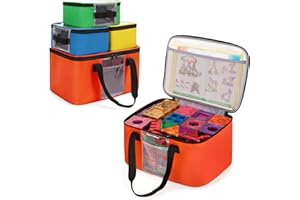 Rexmica 4 Pack Toy Storage Bag for Magnetic Building Tiles, Multifunction Toy Storage Organizer Bag, Magnetic Blocks Tiles Travel Bag Case with Visible Top for Building Blocks, Board Game