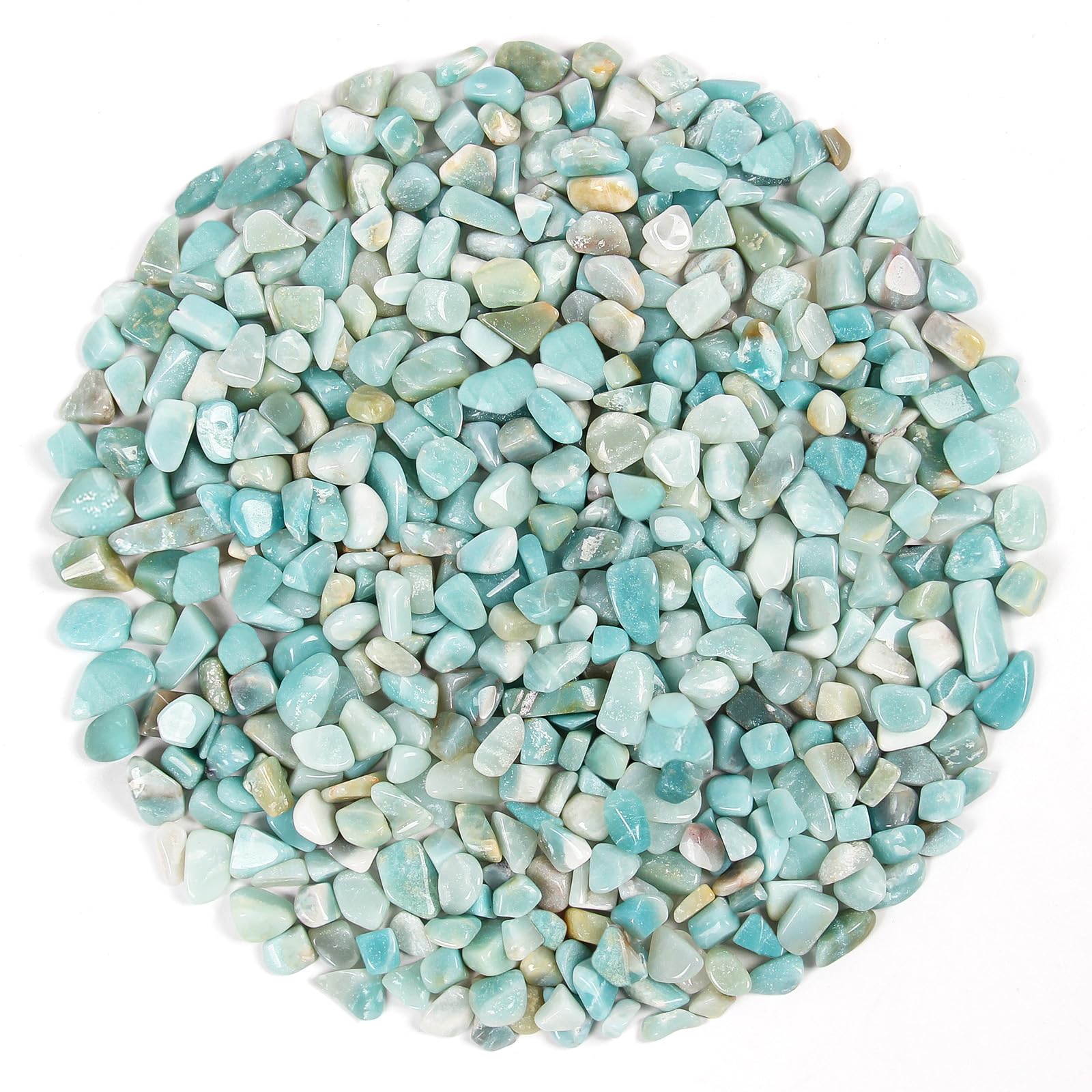 1.1 lb Natural Crushed Amazonite Crystal Tumbled Chips – Bulk Amazonite Gemstone Chips for Crafts, Vase Fillers, Plant Pots, Jewelry Making & Decoration