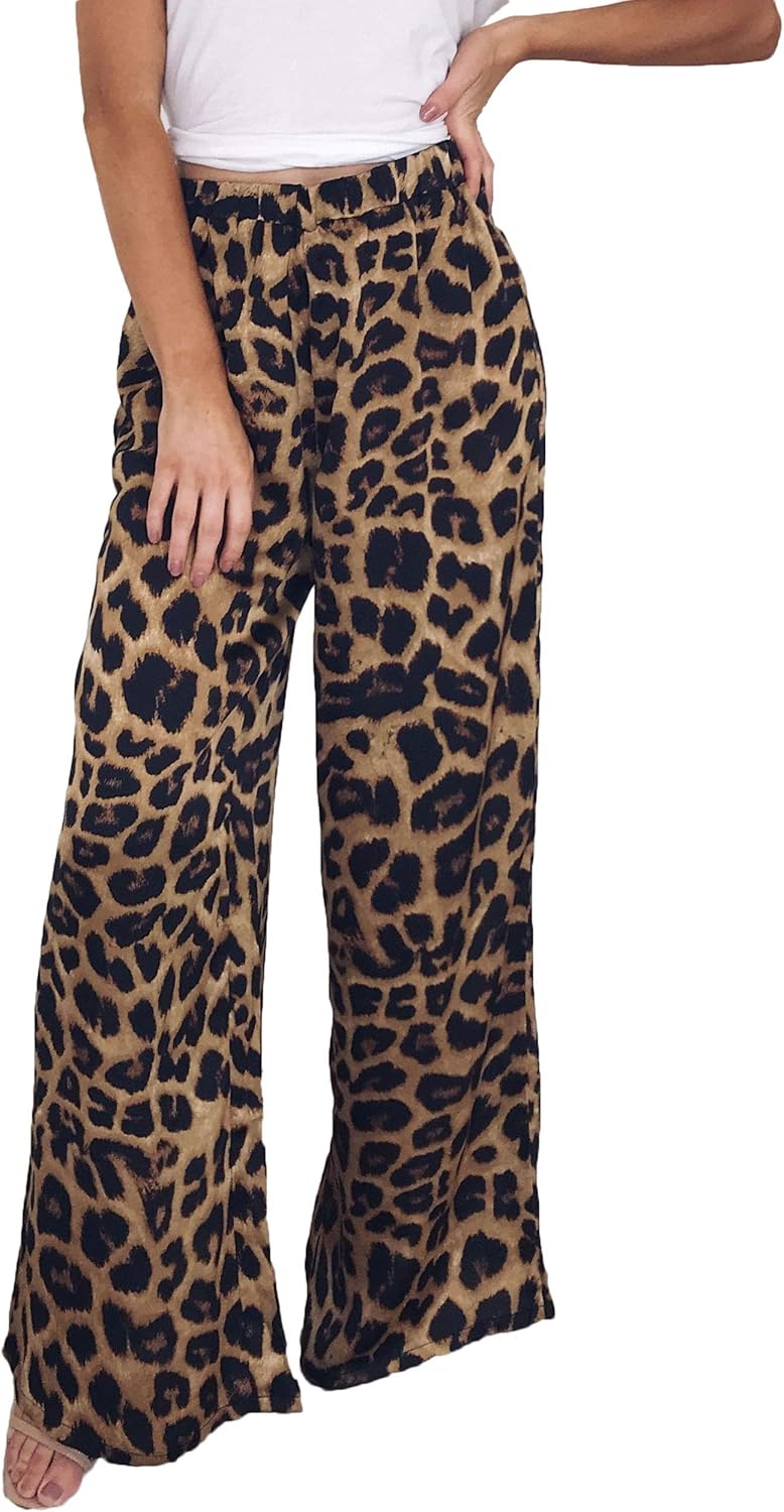 leopard print casual trousers