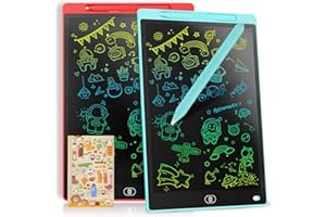 GENIALBA [2 Pieces] 10 Inch LCD Colorful Writing Graphic Tablet, Erasable Drawing Board, Kids Gift, Graphic Board for Games for 3 4 5 6 7 Years (Blue & Red)