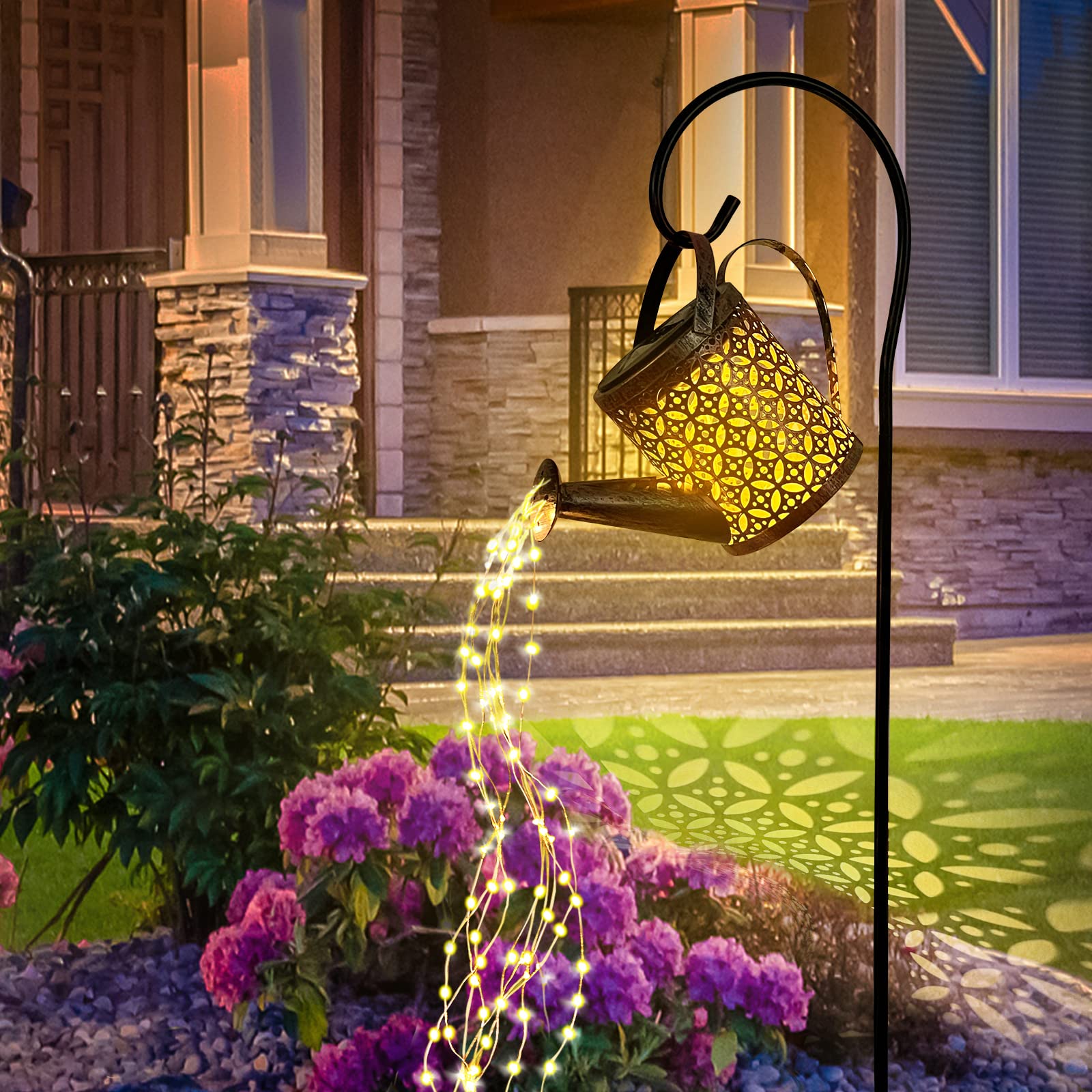 twoonto Solar Lights Garden Lamps, LED Watering Can Lights Star Shower Art Light with Bracket, Starry Fairy Night Light Decoration for Garden Patio Yard Flowerbed Parties Outdoor Pathway — image 1