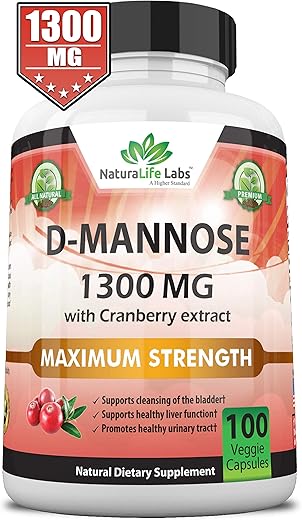 NaturaLife Labs D-Mannose （D-マンノース）1,300 mg with Cranberry Extract Fast 100 粒